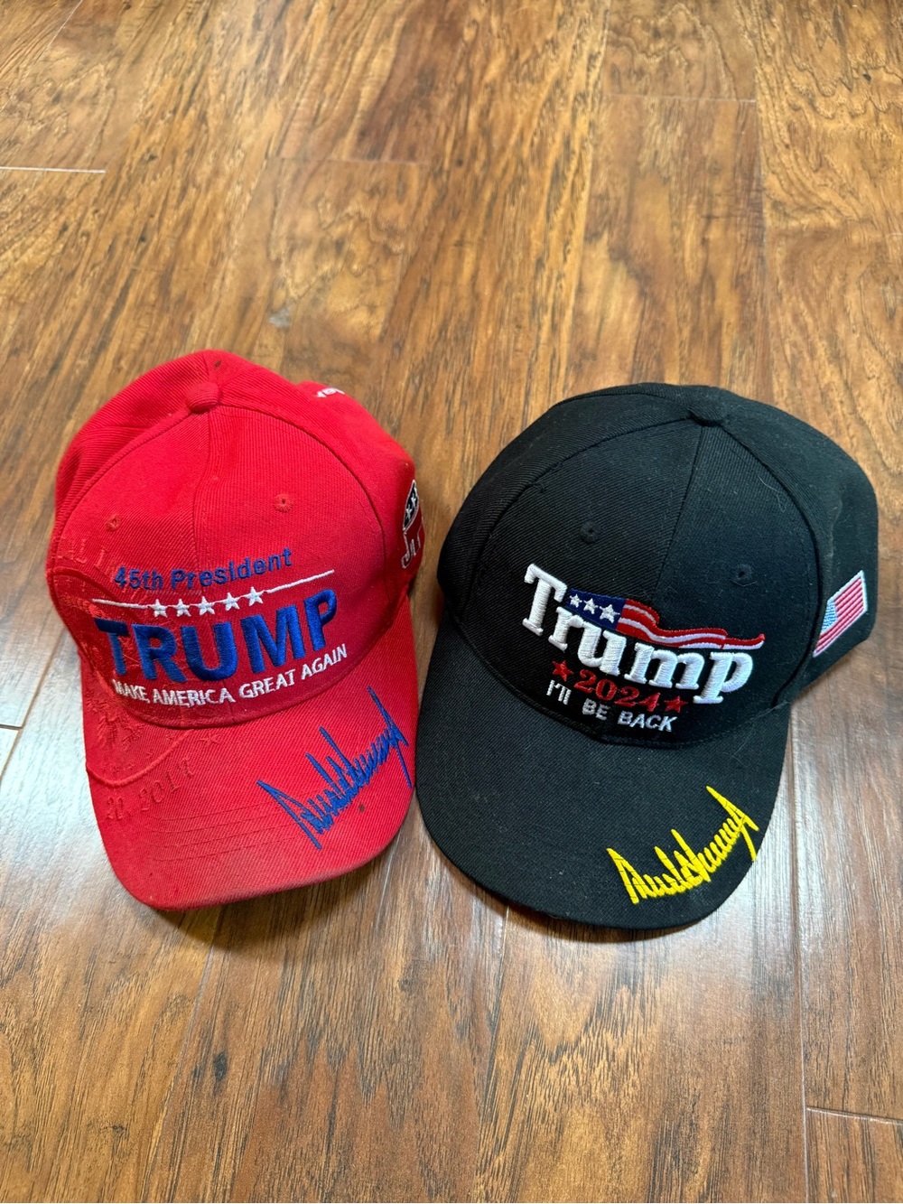 Trump Red and Black Embroidered Baseball Caps - Political Logo